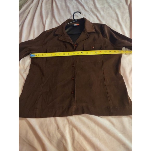 French Kuff Top Size 12 Brown Button down Collar Long Sleeve Thick - Picture 5 of 9